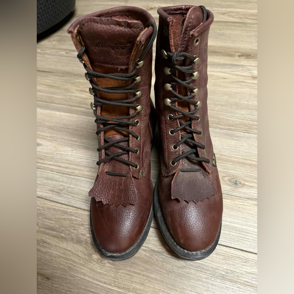 Brown Leather AdTec Lace-Up Boots